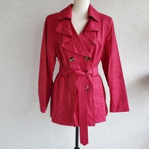 London Fog Trench Coat/Raincoat Raspberry